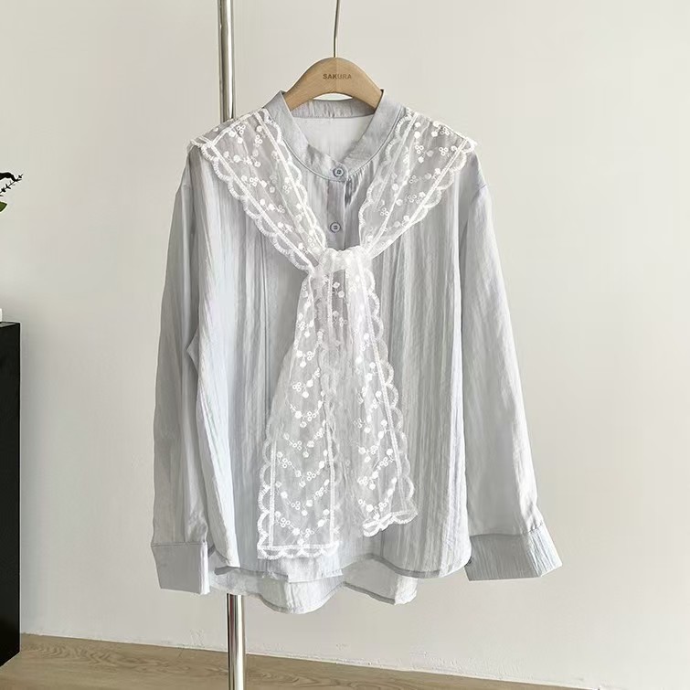 K586 Lace scarf can be used as a belt. Spring new Japanese sweet Korean style gentle design lace shawl AL228