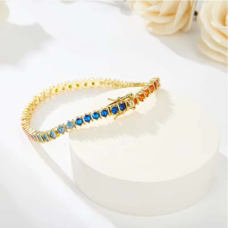 Customizable 14K 18K Gold Plated Women Rhinestone Moissanite Luxury Tennis Bracelet