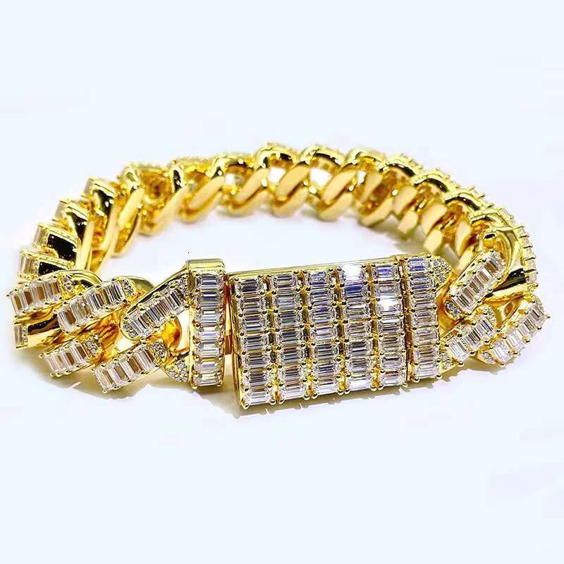 Hip Hop Bling Moissanite 925 Silver Bracelets Cuban Jewellery Bracelet for Women