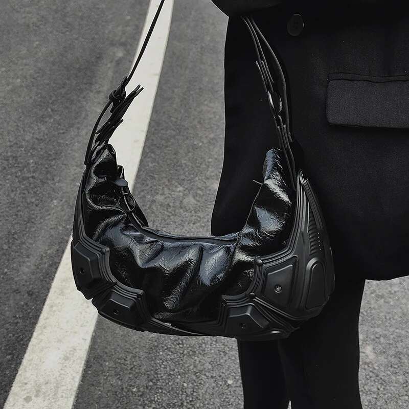 Designer Hobo Purse Half Moon Shaped Bags Metallic Leather Handbag
