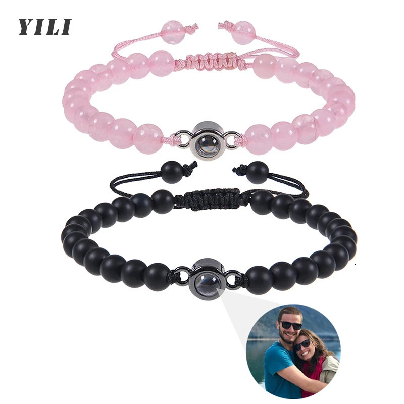 Custom Po Bracelet Personalized Po Projection Bracelet Beaded Bracelets with Picture Inside 100 Languages Memorial Gift 250430