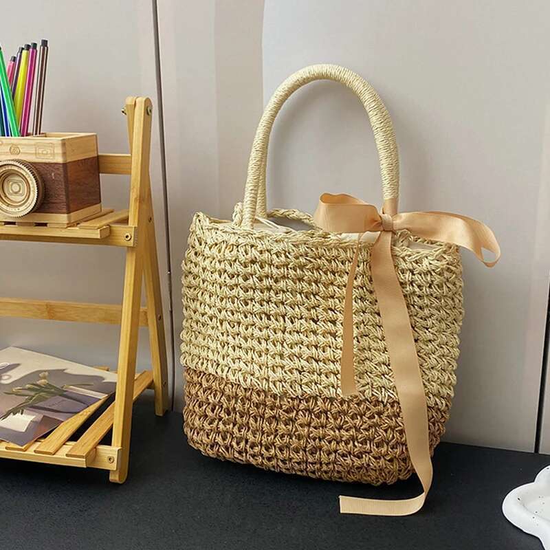 Ladies Fashion Summer Straw Crossbody Bag Women Beach Shopping Woven Shoulder Messenger Handbag Bag