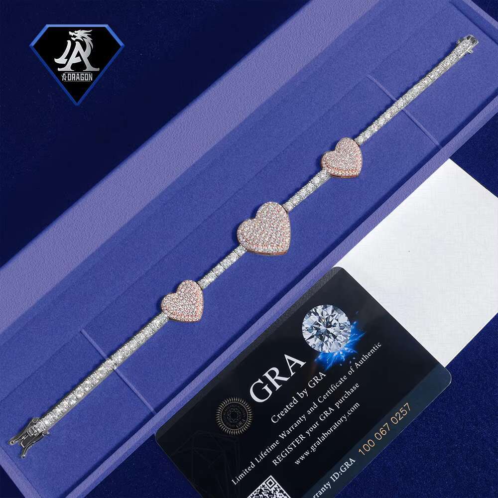 Elegant Unisex 925 Silver Moissanite Heart Tennis Bracelet Timeless Style with Glimmering Stones