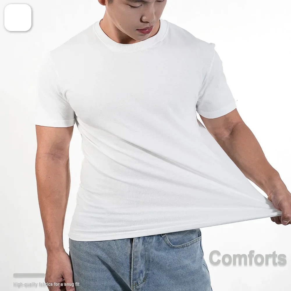 Black and white mens Tshirt cotton short sleeved sports gym running fitness Plus size top staff collar casual 250530