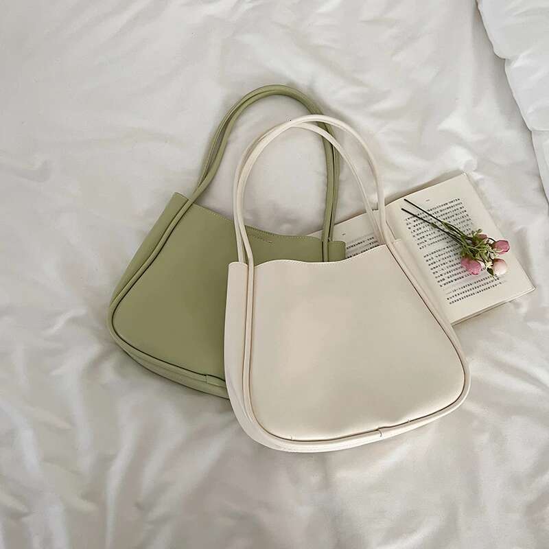 Summer PU Leather Women Underarm Totes Pure Color Casual Small Top Handle Bags Handbags Purse Ladies Shoulder Bag Bag