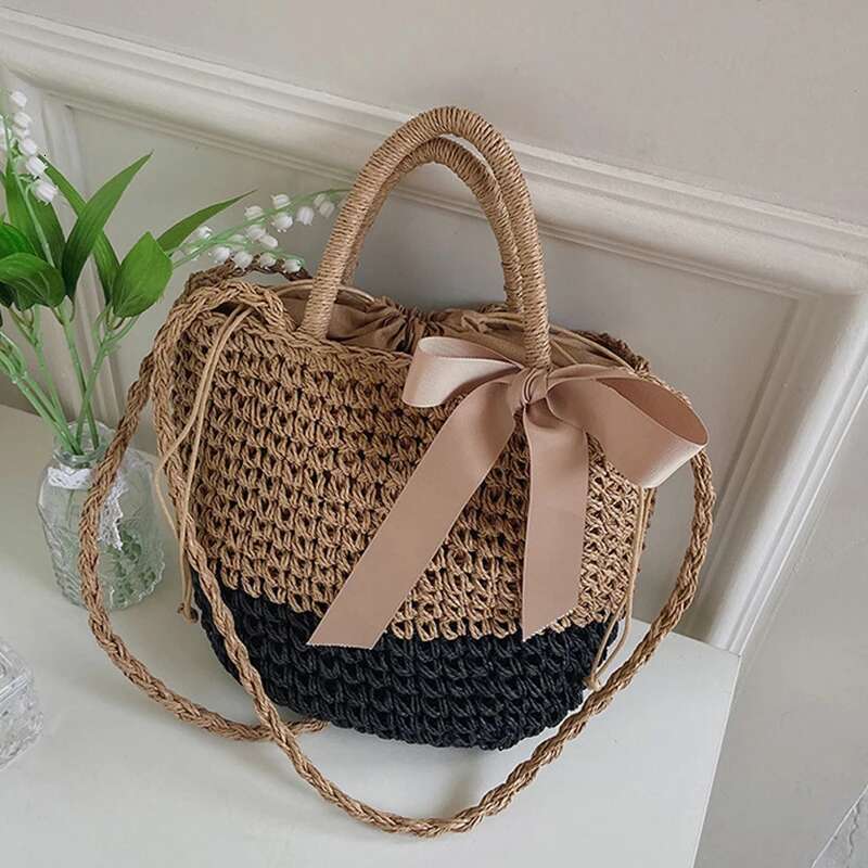 Ladies Fashion Summer Straw Crossbody Bag Women Beach Shopping Woven Shoulder Messenger Handbag Bag