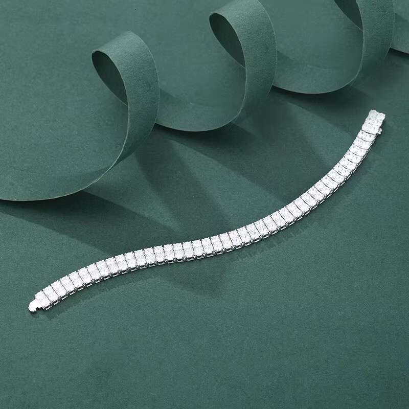 High Quality 925 Sterling Silver Double Row 3.5mm Moissanite Vvs1 D Color GRA Certified Womens Bracelet Jewelry