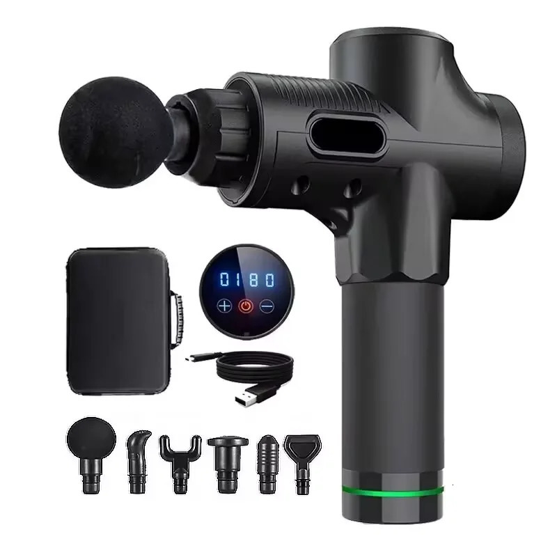 Muscle Massage Gun 6 Attachments Deep Tissue Percussion Massager Handheld Electric Body Massagers Sports Drill for Athletes 250424