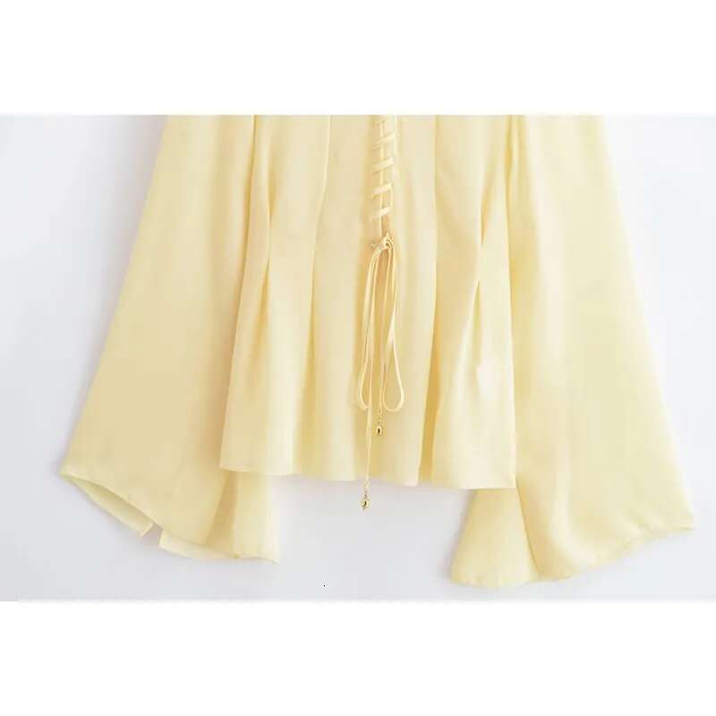Women Chiffon With Lace Up Spring V Neck Loose Sleeve Simple Women's Blouse Lightweight Female Chic Shirts & Blouses