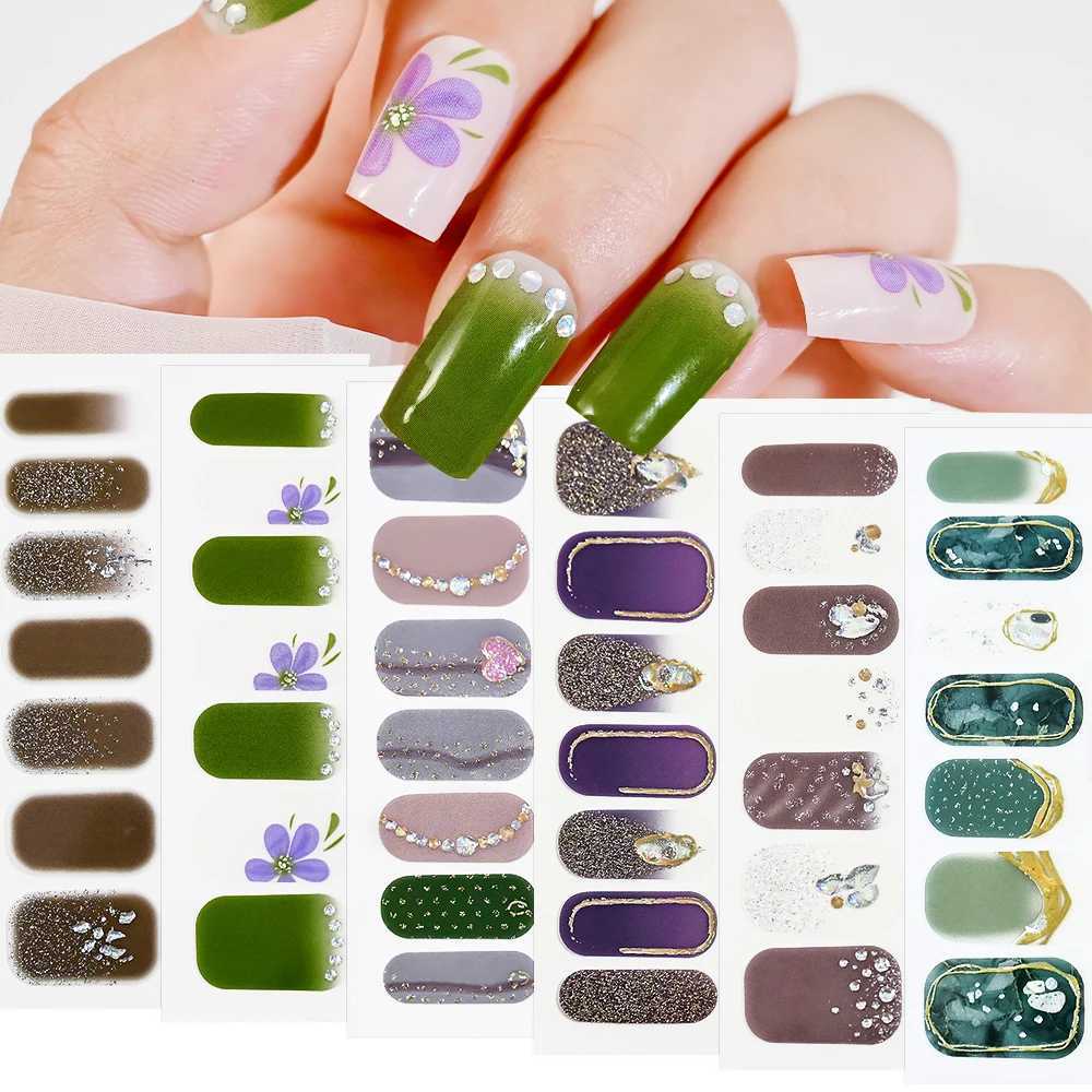 50 styles full package nail polish decal/heart/powder blusher/French design nail polish package 14 tips adhesive decal baking Fr H25429