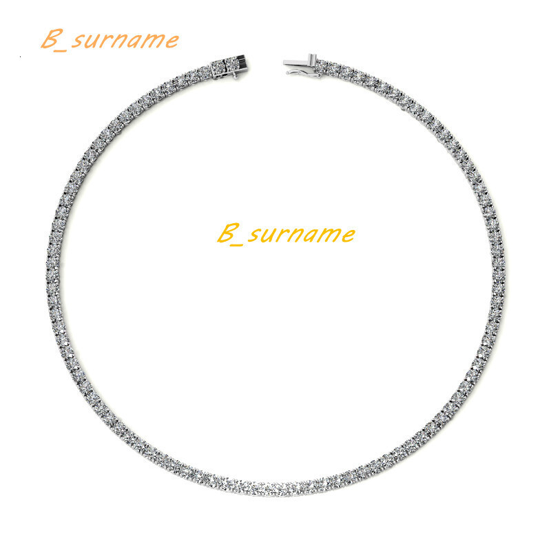 OEM/ ODM 925 Silver 4.0mm Tennis Chain Tennis Necklace Moissanite Necklace Green Moissanite Tennis Chain