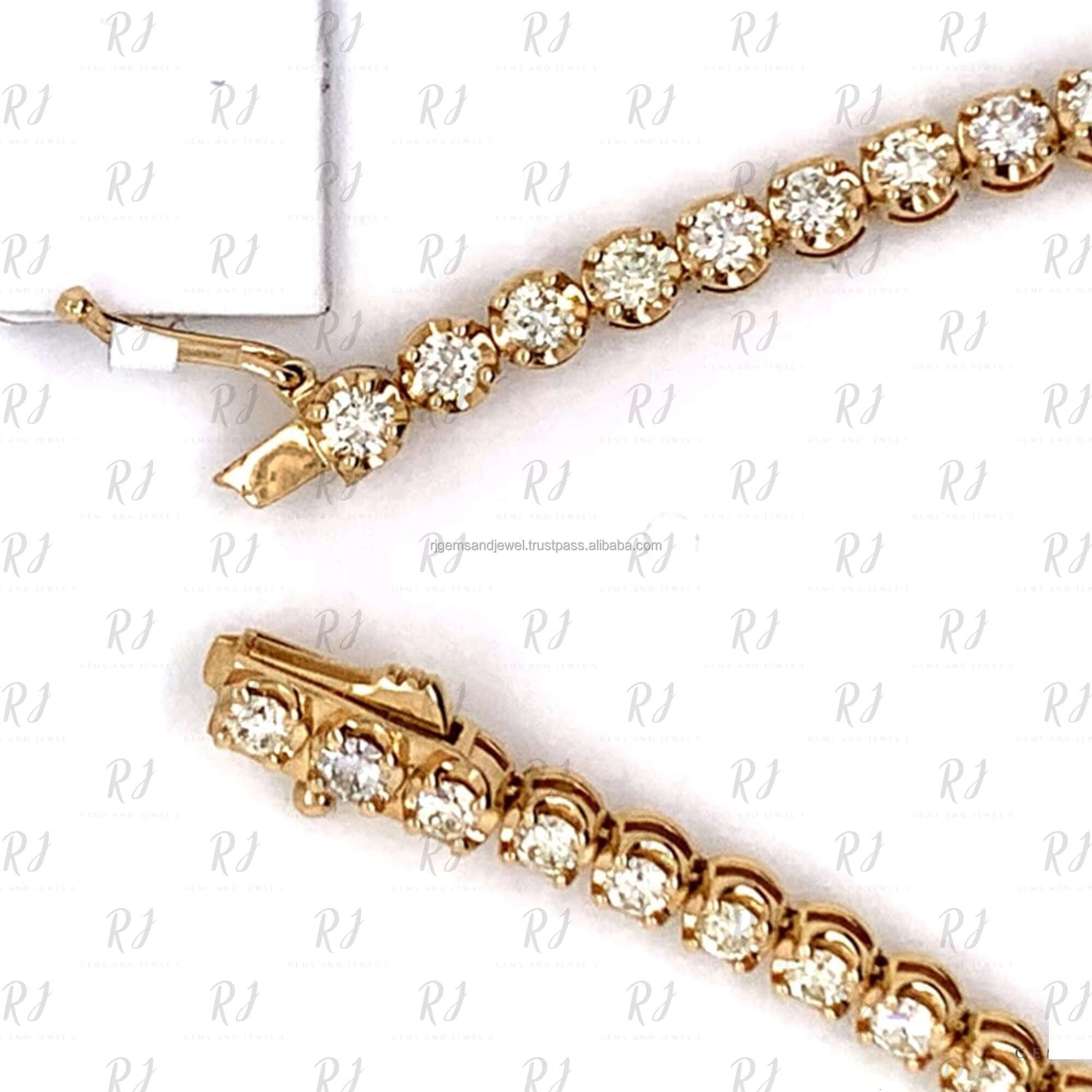 Moissanite Diamond Tennis Bracelet 10K Solid Gold Bezel-Set Tennis Bracelet With Round Brilliant Cut Diamond