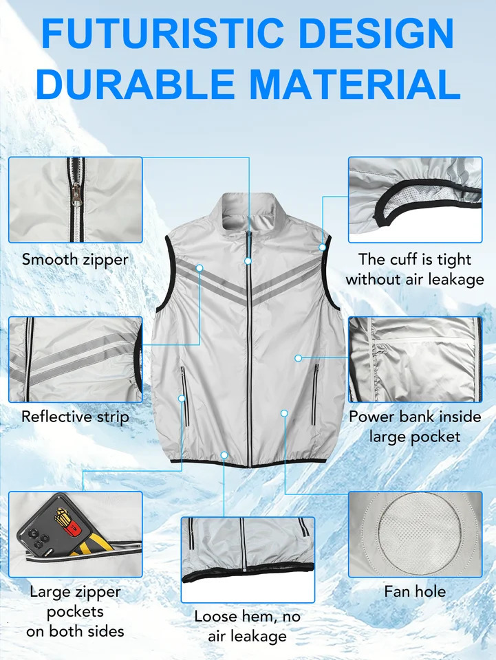 Mens set fan summer cooling casual style 250428