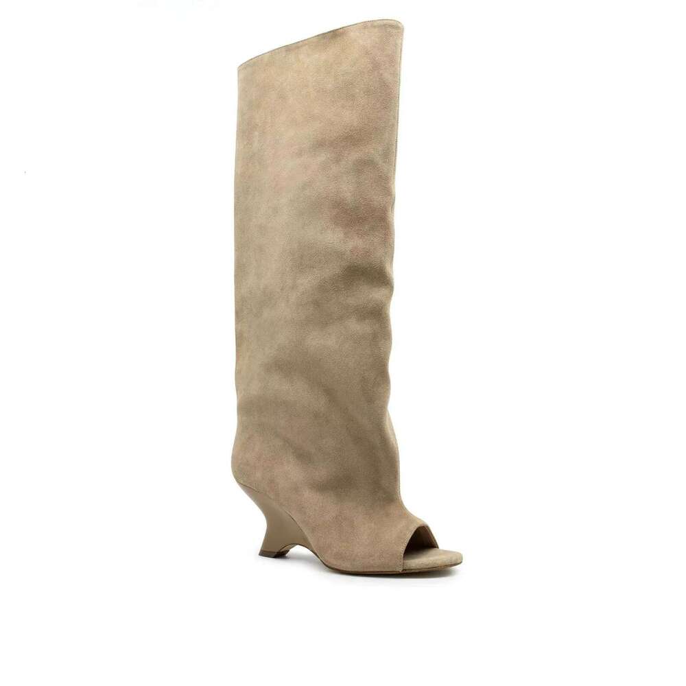 Fashion Versatile Open Fish Mouth High Heels Shaped Heel Casual Designer Unique Women Shoes Boots