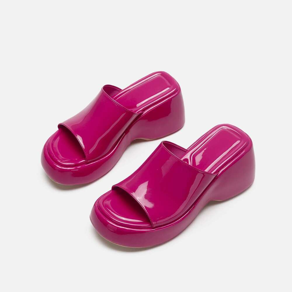New Fashionable Sier High Heels Versatile Platform One Step Slippers Women Casual Comfort Sandals Party Shoes Wome