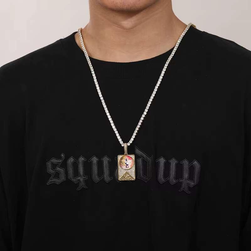 Drop Shipping Iced Out Custom Memory Photo Pendant Jewelry Hip Hop Picture Necklace for Men Women