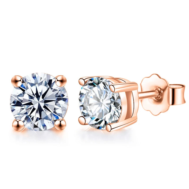 DW D Color Brilliant Round Cut Lab Diamond Stud Earrings for Women 925 Sterling Silver Gold Plated Wedding Jewelry 250420