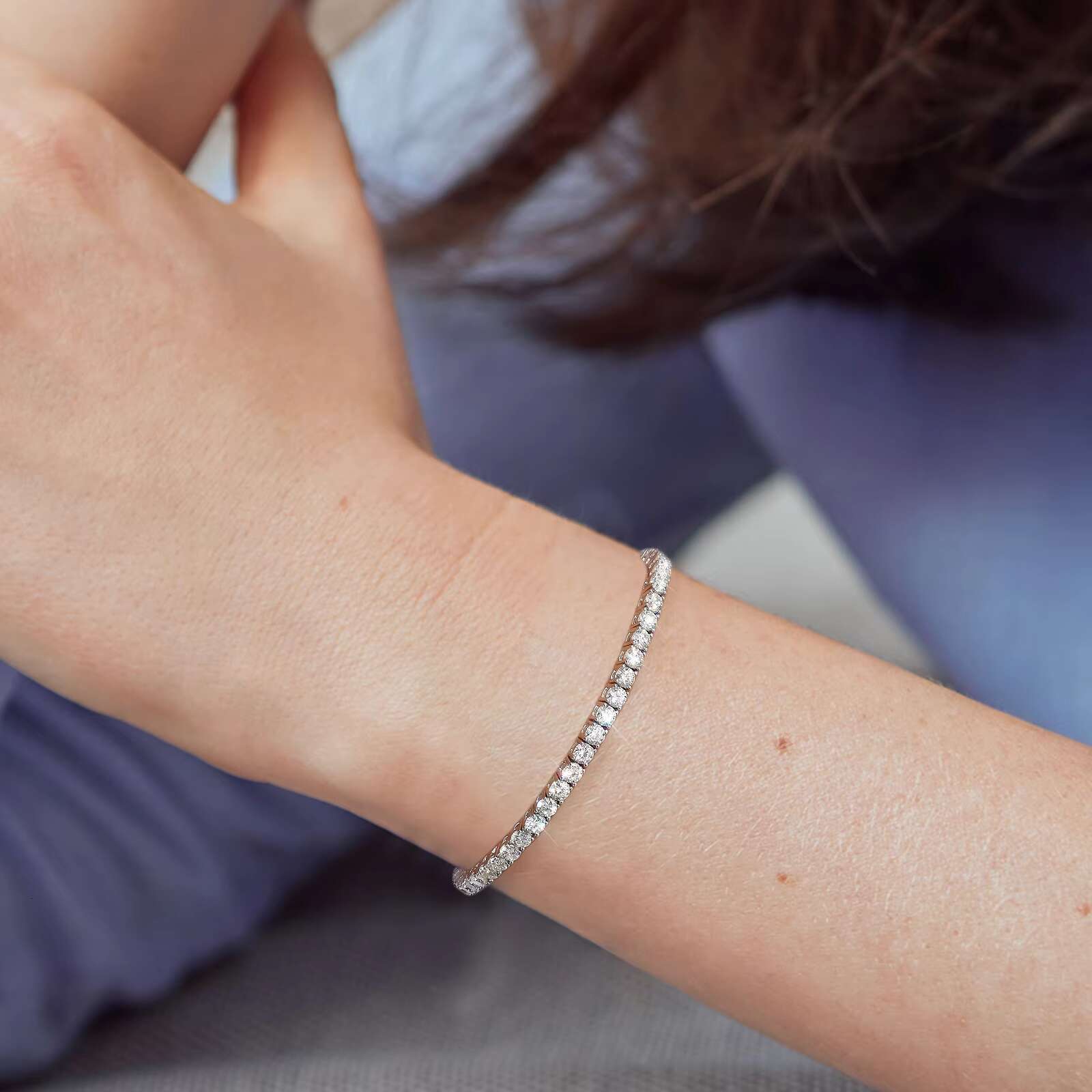 Valentines Gift Moissanite Tennis 925 Silver Wedding Bridal Prom Birthday Women Girls Jewelry VVS Lab-Grown Moissanite Bracelet