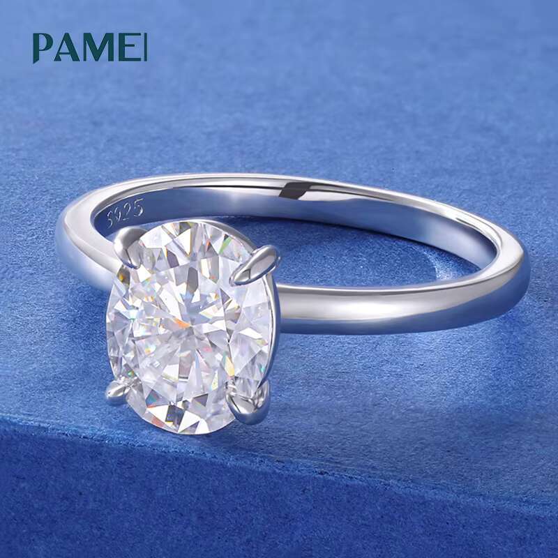 Luxury Jewelry Wholesale 1.5ct-3ct 925 Sterling Silver VVS Oval Cut Moissanite Diamond Engagement Band Ring for Women