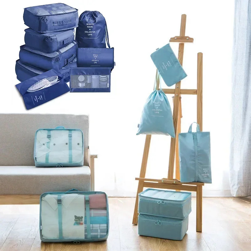 7-piece Set Travel Bag Organizer Clothes Luggage Travel Organizer Blanket Shoes Organizers Bag Suitcase Pouch Packing Cubes 250526