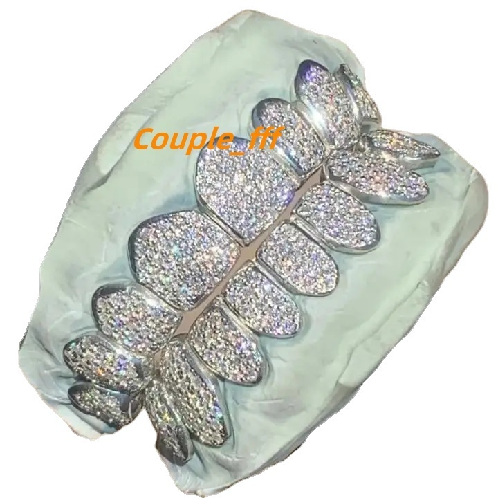 Premium Quality 925 Sterling Silver Vvs Moissanite Diamonds Iced Out Perm Deep Cut Moissanite Diamond Teeth Grillz