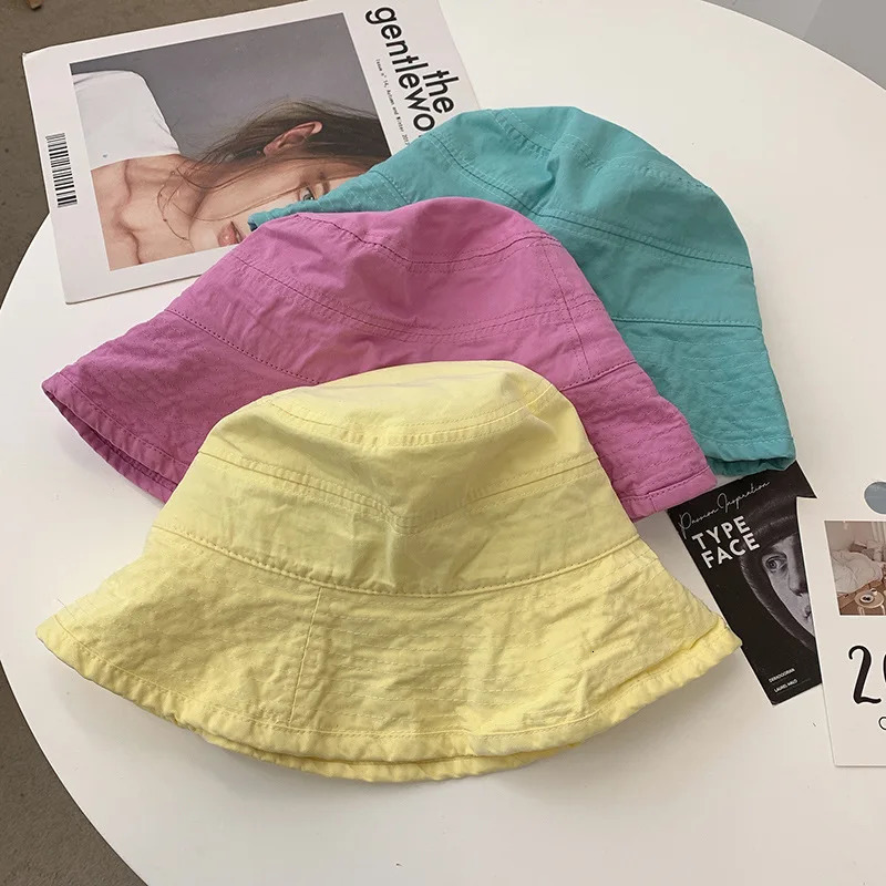 Solid color womens fisherman hat ultra-thin folding wide conical bucket hat suitable for girls and women outdoors UV protection sun hat 250430