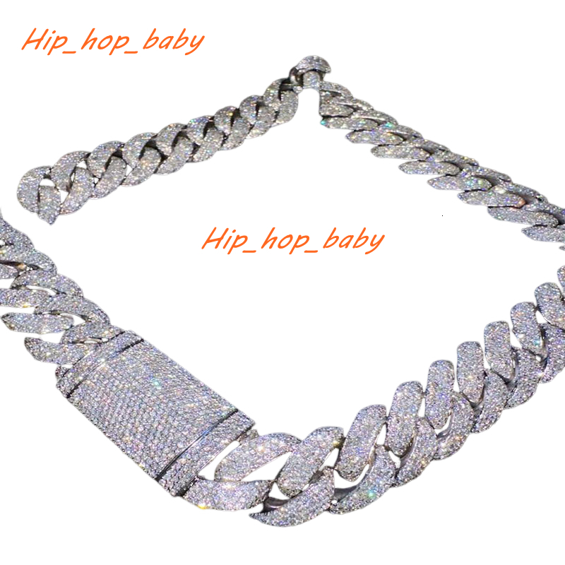 Fashion Jewelry Cuban Link Chain Rose Gold Collar 18mm VVS Diamond Necklace Iced Out Moissanite Cuban Link Chain for Men