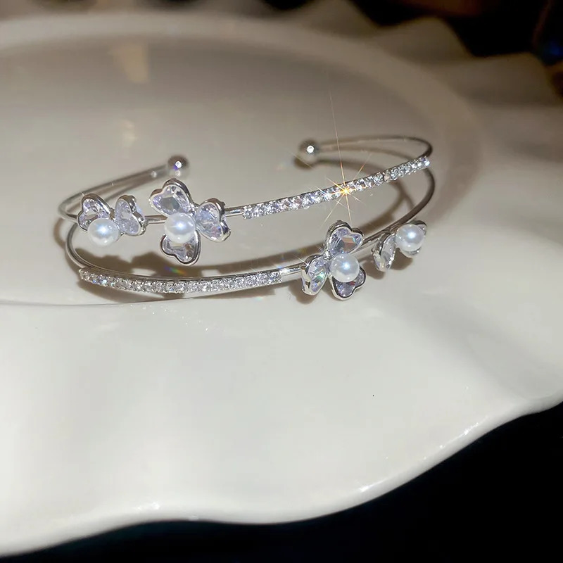 Zircon Ripple Womens Open Bracelet Personalized High end Wedding Party Jewelry 250425