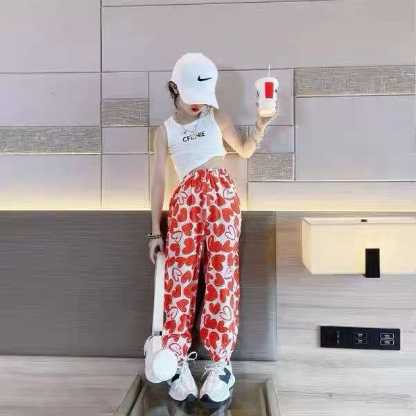 Girls' Summer Wear Haren 2025 New Item, Zhongda Children's Heart Printed Pants, Thin Mosquito Proof Pants Trend