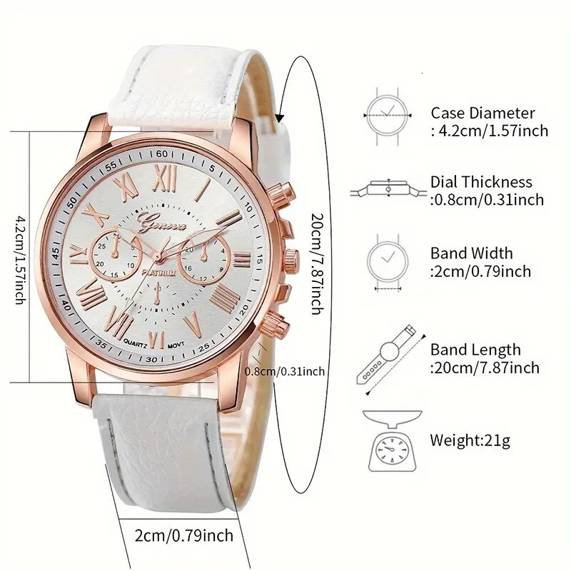 6 pieces of fashionable womens watches womens business white leather quartz watches womens butterfly necklaces bracelets watches 250425