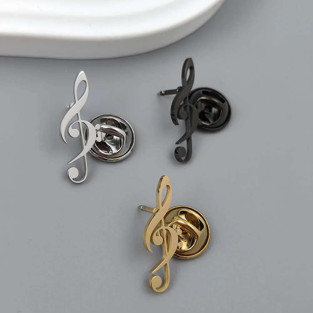 Musical Symbol Hollow Gold-Plated Badge, Collar Brooch Black, Sier Lapel Pin, Suit Accessories Set, Branded Men's Gift