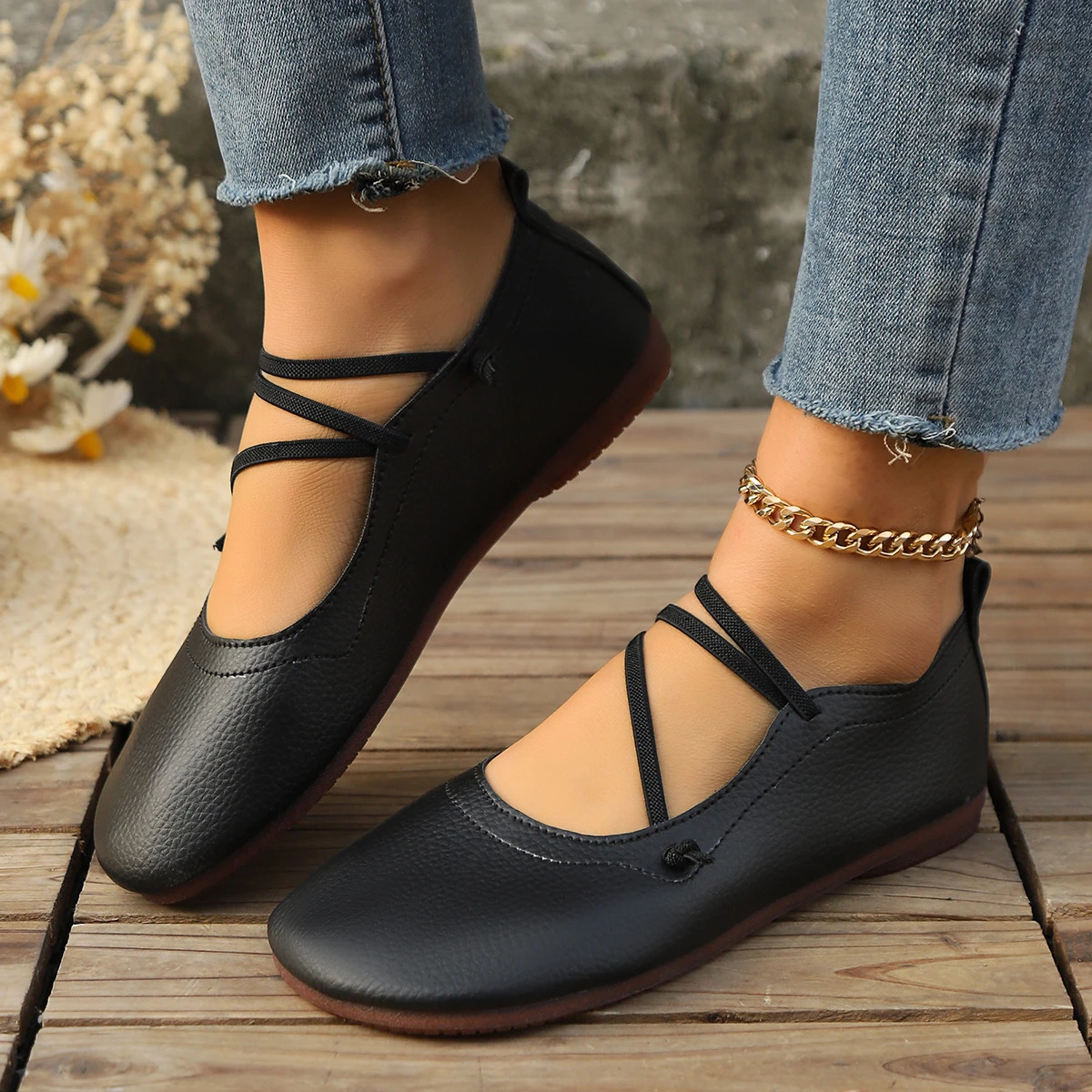 Casual Flat Single Shoes er Woman Square Toe Japanned Leather Flats Vintage Narrow Band Loafers Shoes 250421