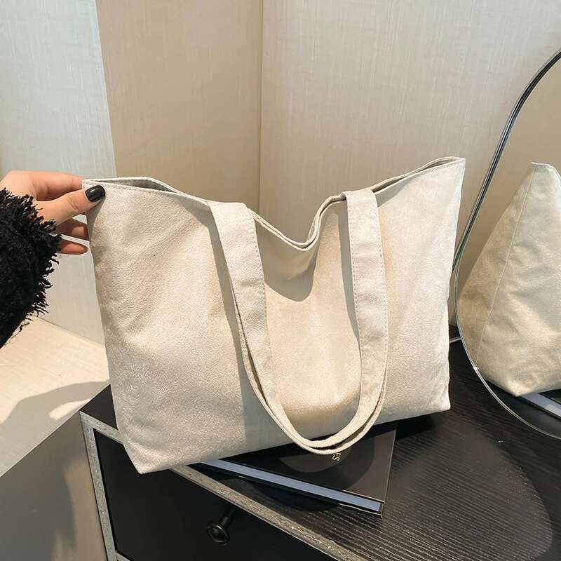 Frosted Vintage Women S Large Capacity Shoulder Bag Solid Color Simple Casual Commuter Bags Autumn Retro Shopper Totes Bag