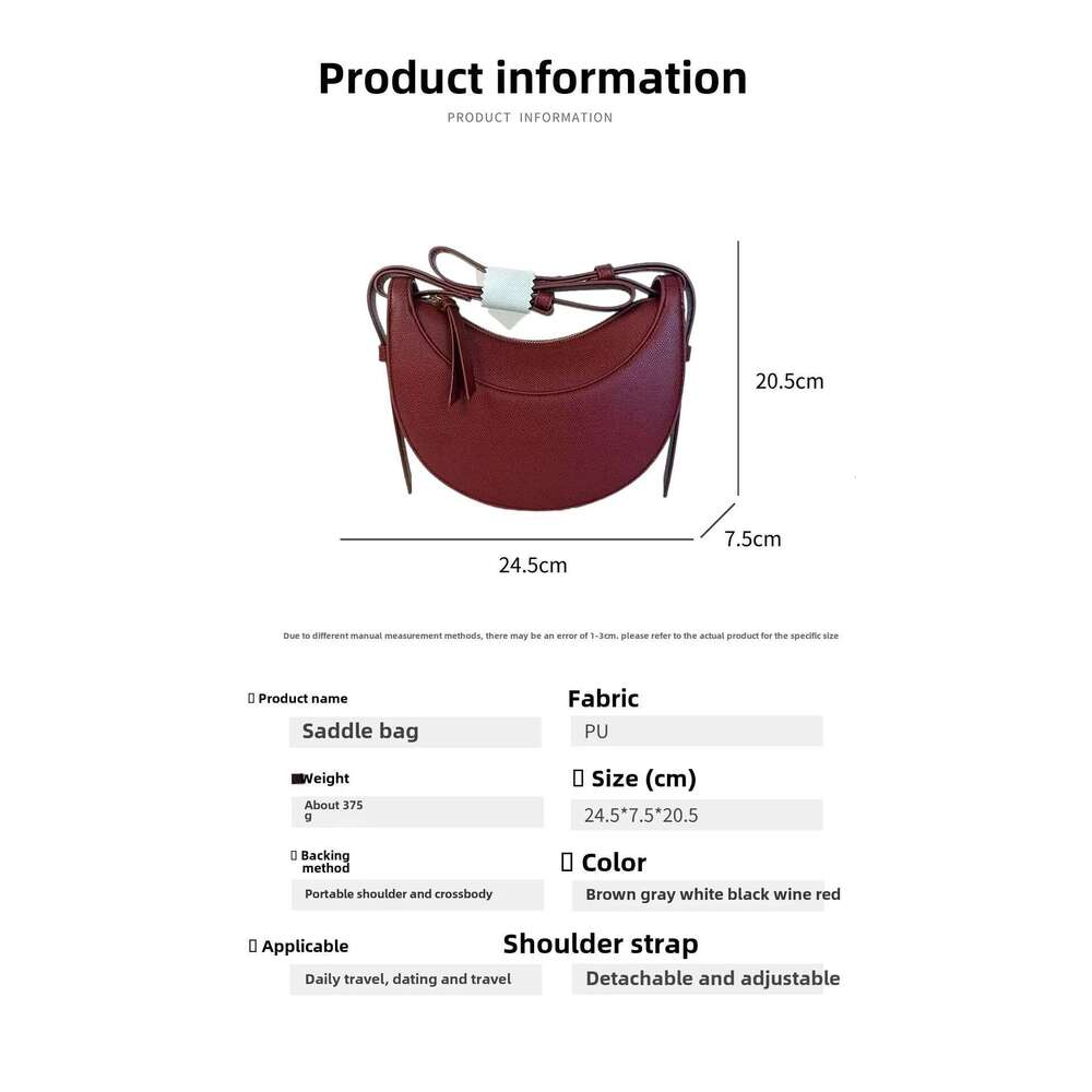 Leisure High-End 2025 New Crescent Saddle Fashionable And Stylish Shoulder Bag, Crossbody Bag