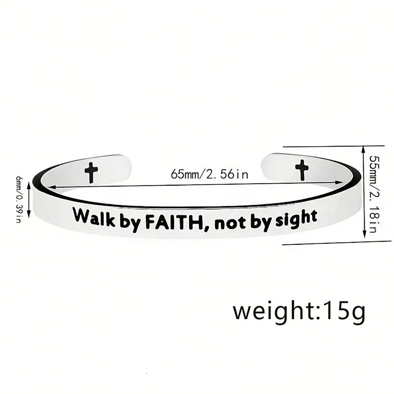 Jesus Script Christian Bible Verse Bracelet Stainless Steel Open Cuff Cross Bracelet and Bracelet 250425