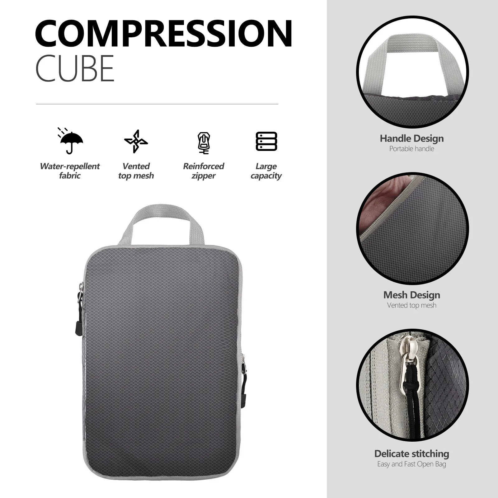 3-7 compressed cube travel storage organizer set with shoe bag mesh visual luggage portable lightweight suitcase 250430