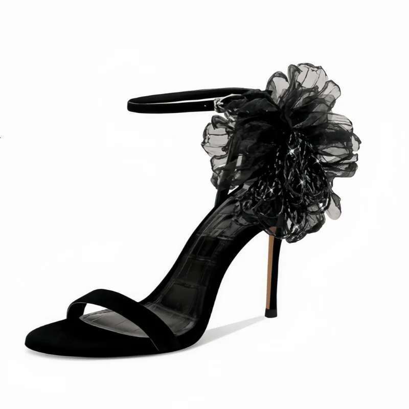 Quality Shoes Sexy Heels Flower High Heel Sandal Buckle Ankle Strap Sandals Fashion Party Women Shoe