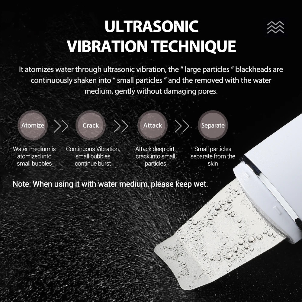 Skin Scrubber Ultrasonic Machine for Home Use Spatula for Blackhead Remover Shovel Peeling Pore Cleaner Face Lift Massage 250422