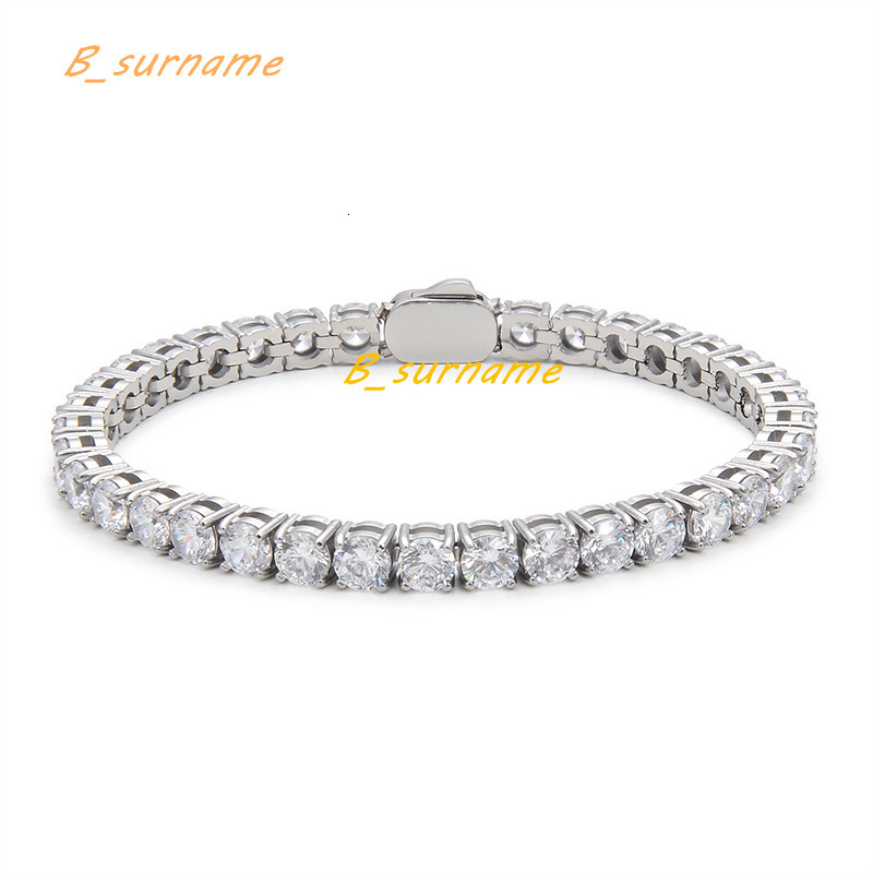 New Design Wholesale Men Custom Mirror Polish 316L Stainless Steel 4mm Moissanite Tennis Bracelet