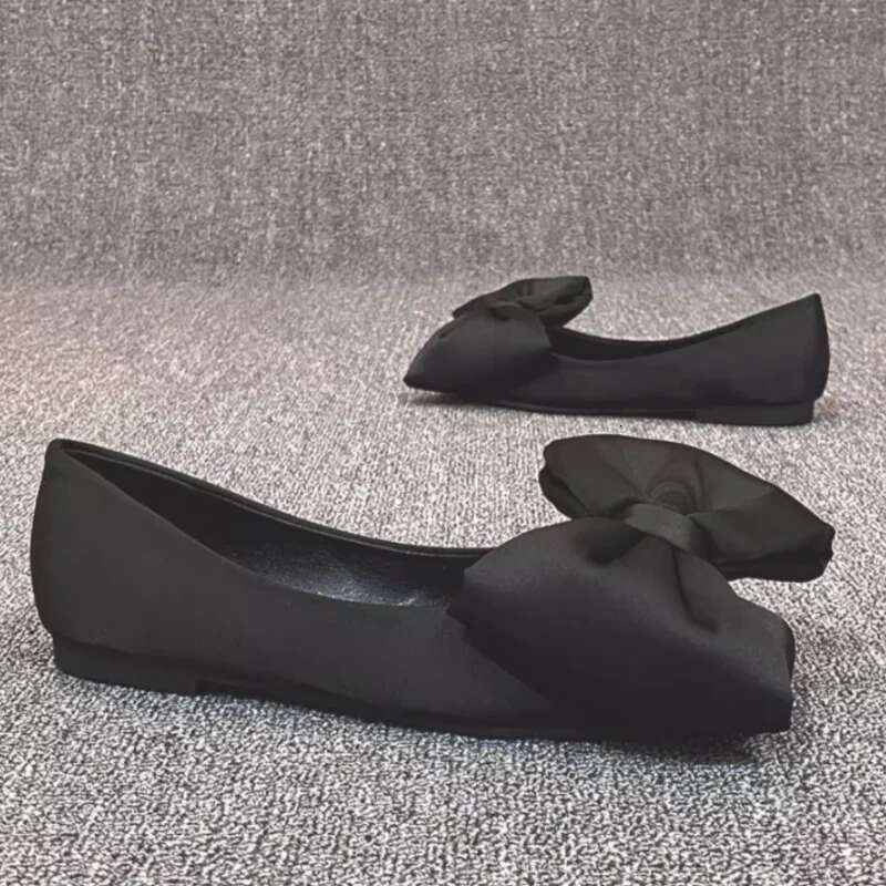 Brand Bow Soft Sole Women Comfortable Flat Slip-on Ballet Ladies Sandals Satin Wedding Shoes