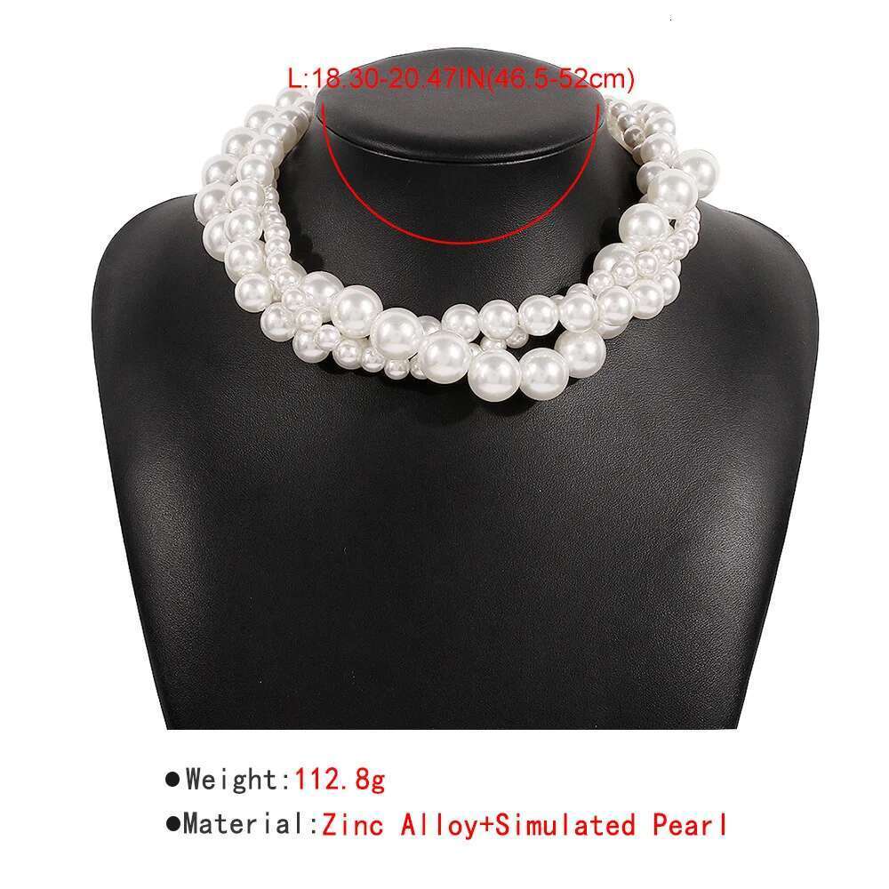 Pearls Statement Big White Imitation Pearl Choker Clavicle Chain Fashion Necklace For Women Wedding Jewelry