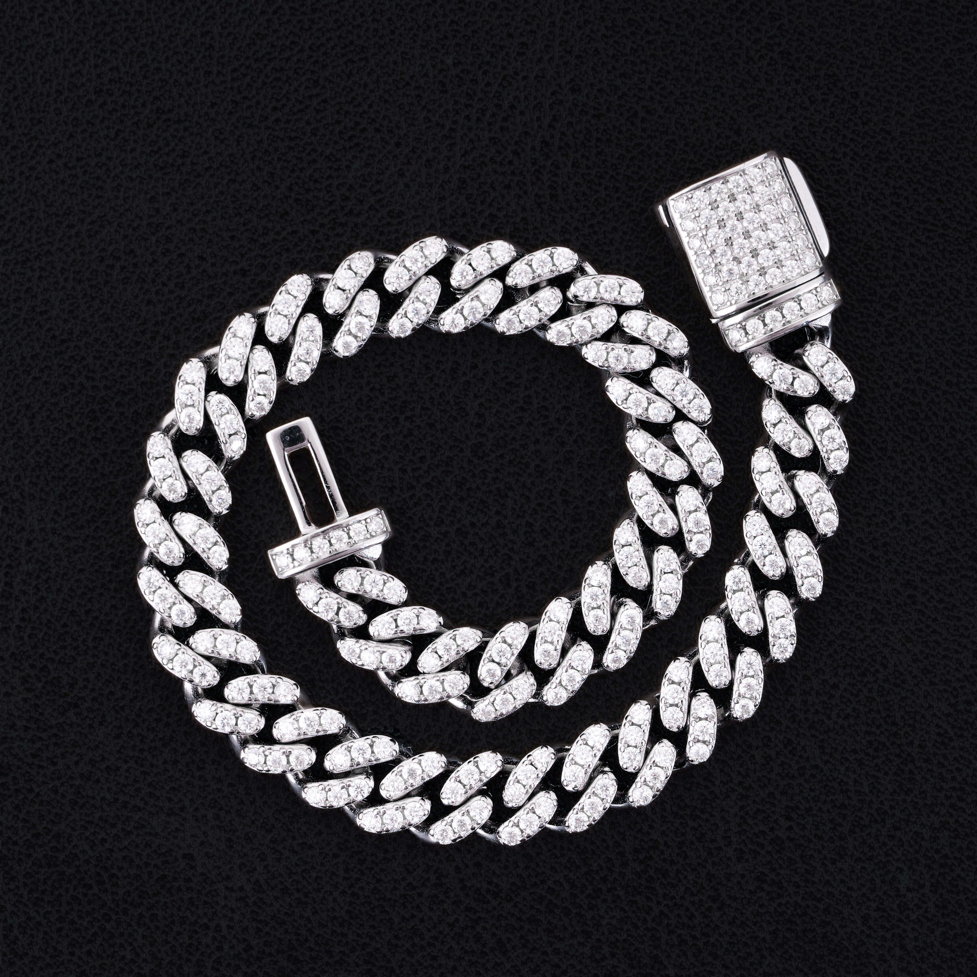 Hot Selling 925 Sterling Silver D-Color Moissanite Trendy Hip-hop Cuban Bracelets in 6mm 8mm 10mm Sizes