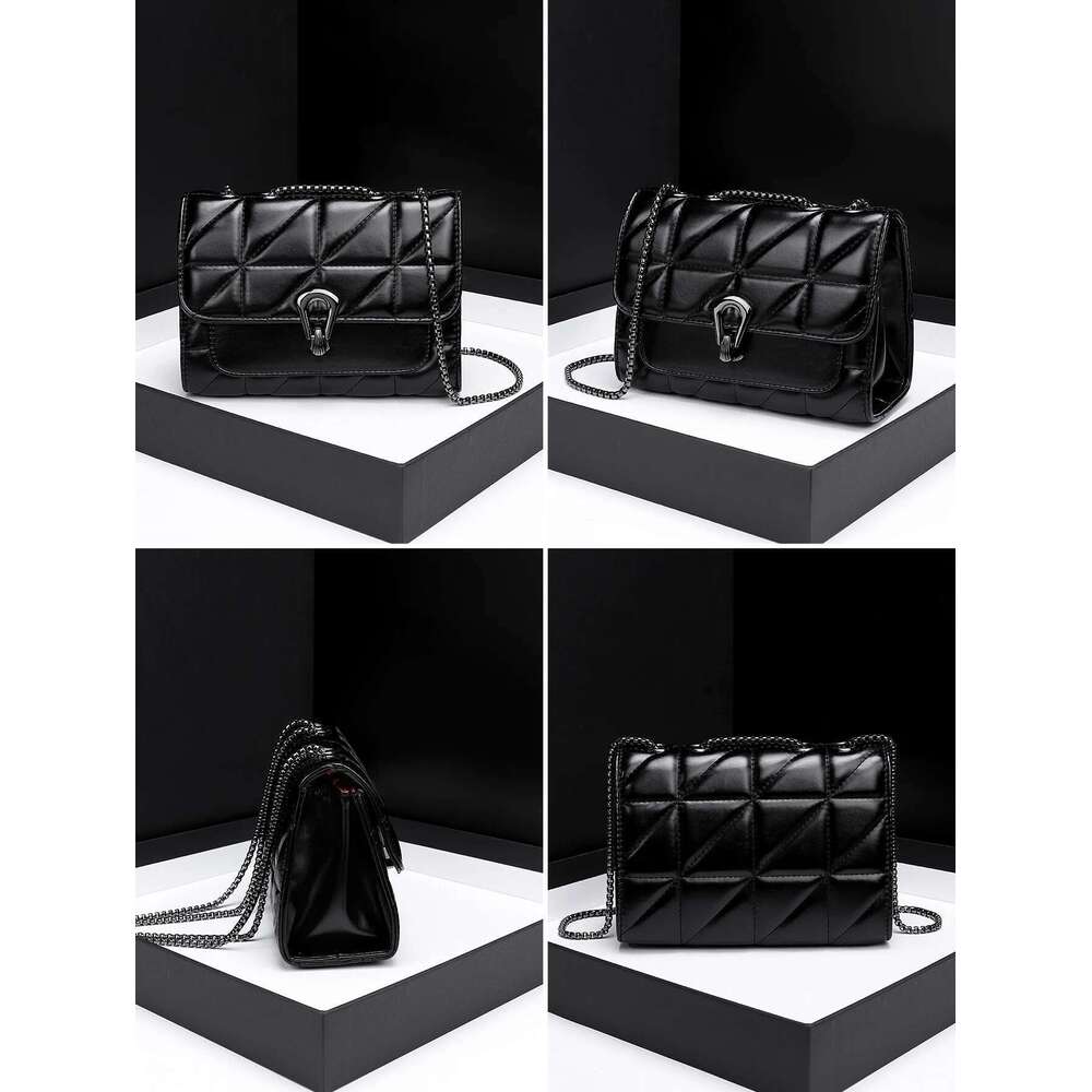 Retro Flip Women's Diagonal Cross PU Leather Quilted Embroidered Handbag Fashion Designer Chain Shoulder Bag