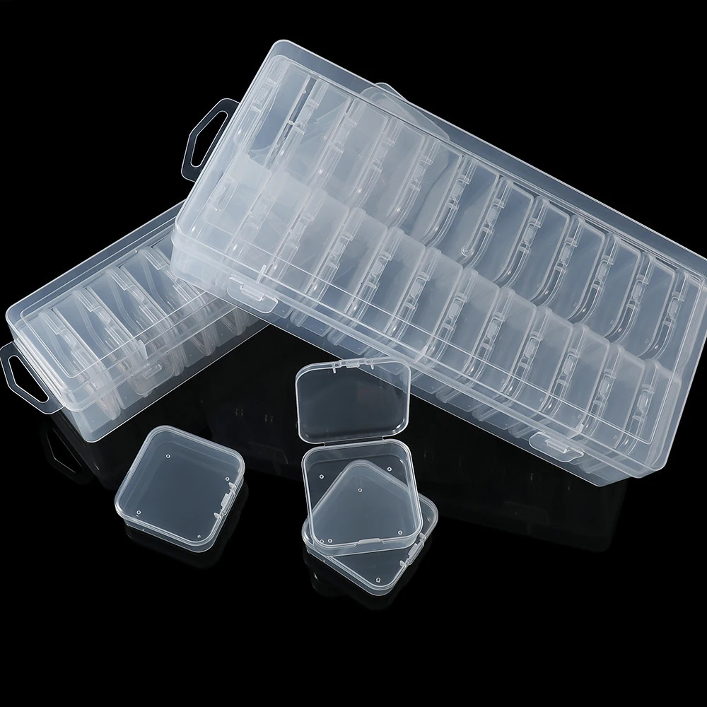 Bead Organizer Box 12/24/30Pcs Small Clear Plastic Bead Storage Containers with Hinged Lid for Storage Crafts Jewelry Organizer 250428