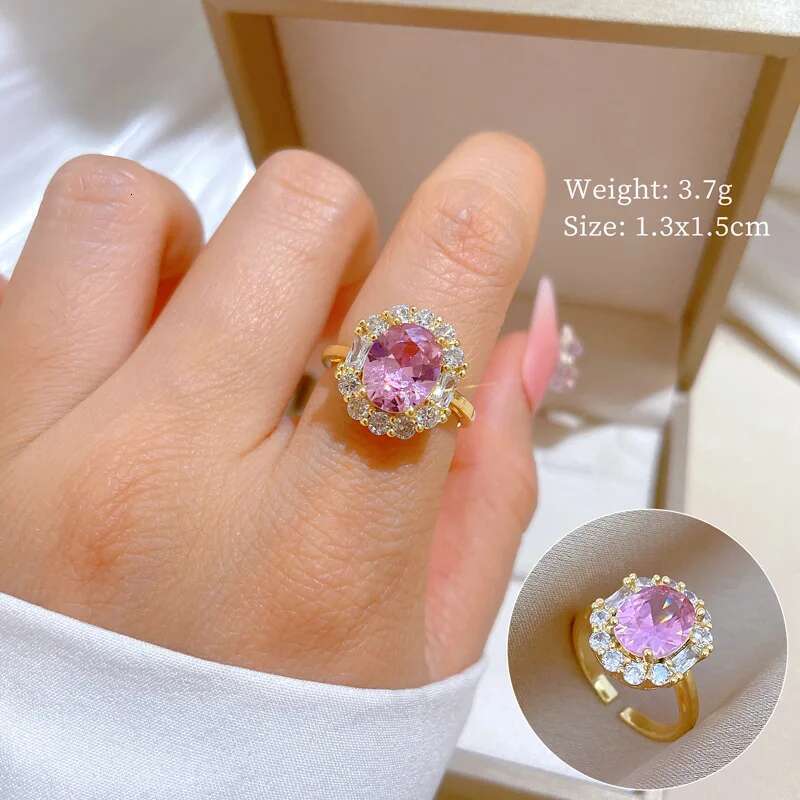 304 Stainless Steel Chain Micro-Inlaid Pink Zircon Necklace Earrings Light Oval Crystal Pendant Charm Jewelry Set