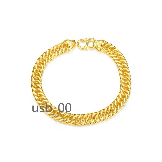 Xinfly 2023 Brand Engagement Wedding Waterproof Good Jewelry Pure 24k Yellow Gold G999 Men Women Cuban Flat Chain Bracelets