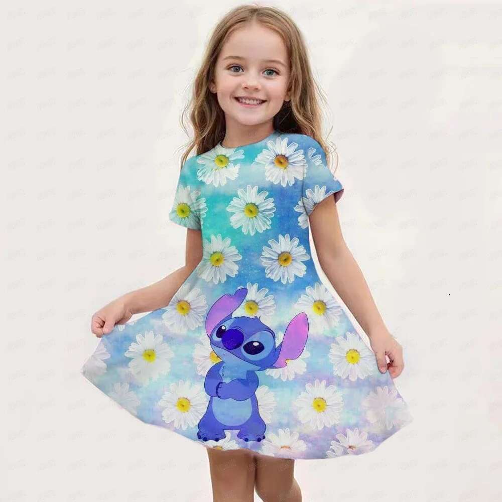 MINISO New Summer Girl Dress 3D Print Children's Clothing 2025 Cute Fashion Princess Cartoon Comfortable