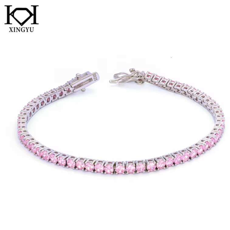White Blue pink Zirconia Tennis Necklace 925 Silver Bracelet