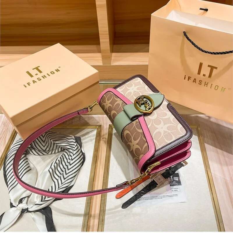 Women's 2025 New Retro Small Square Bag High End Light Print Contrast Color Minimalist Fashion One Shoulder Crossbody