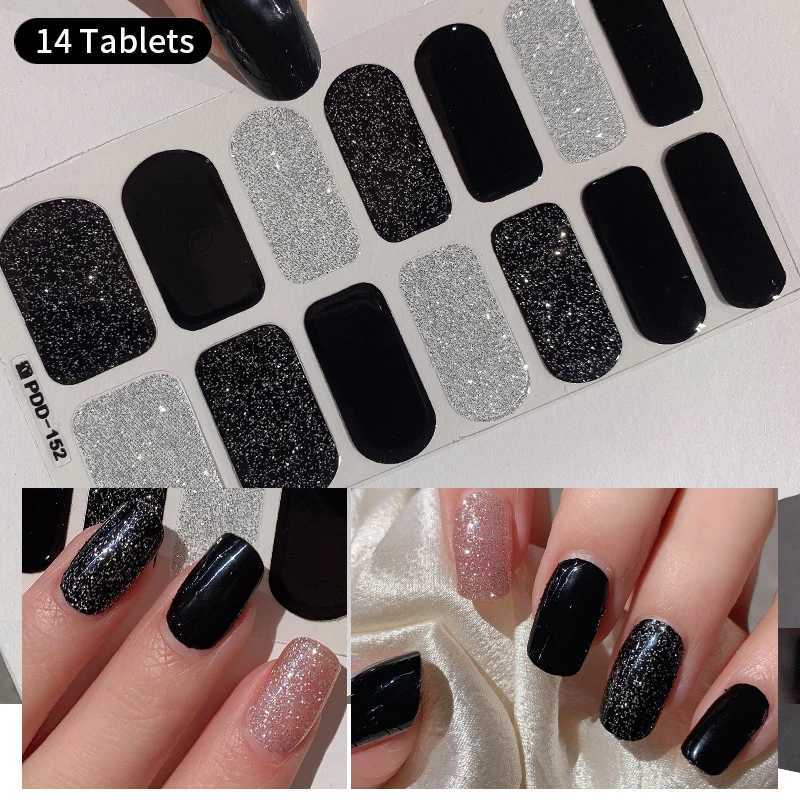 New semi curing packaging nail sticker Solid nail gel packaging adhesive Full cover slider Nd free UV lamp curing fast gel DIY nail decal H25429